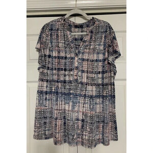Cocomo Flowy Pin Tuck Flutter Sleeve Blouse Tunic 2X (G31)